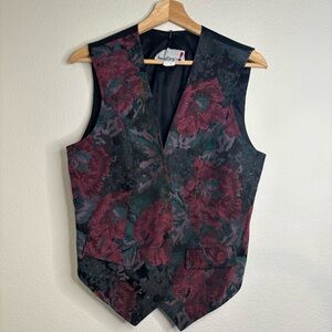 Vintage 90’s Dark Floral Brocade Waistcoat Vest